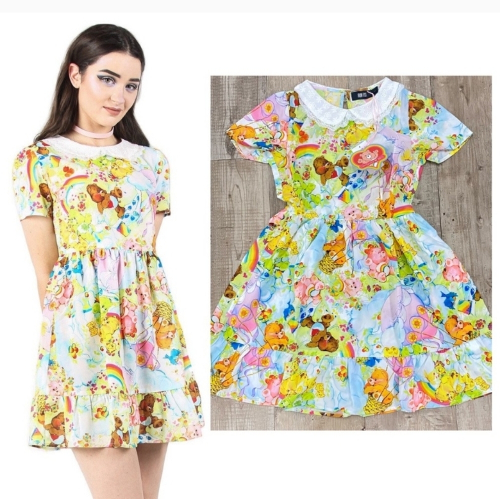 Iron Fist Juniors Spring Fling Carebears Short Sleeve Colorful Lace Dress,S/M/M - Picture 2 of 4